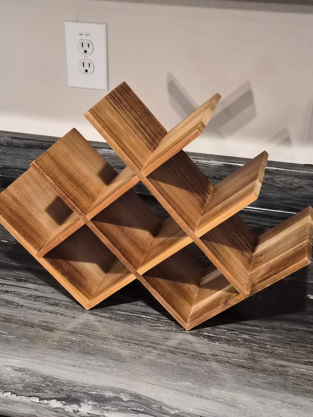 Wooden Diamond Wine Rack - Brown